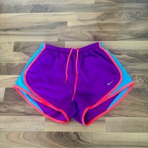 Nike Dri-Fit Running Shorts Purple Teal Neon Trim Size M Women’s